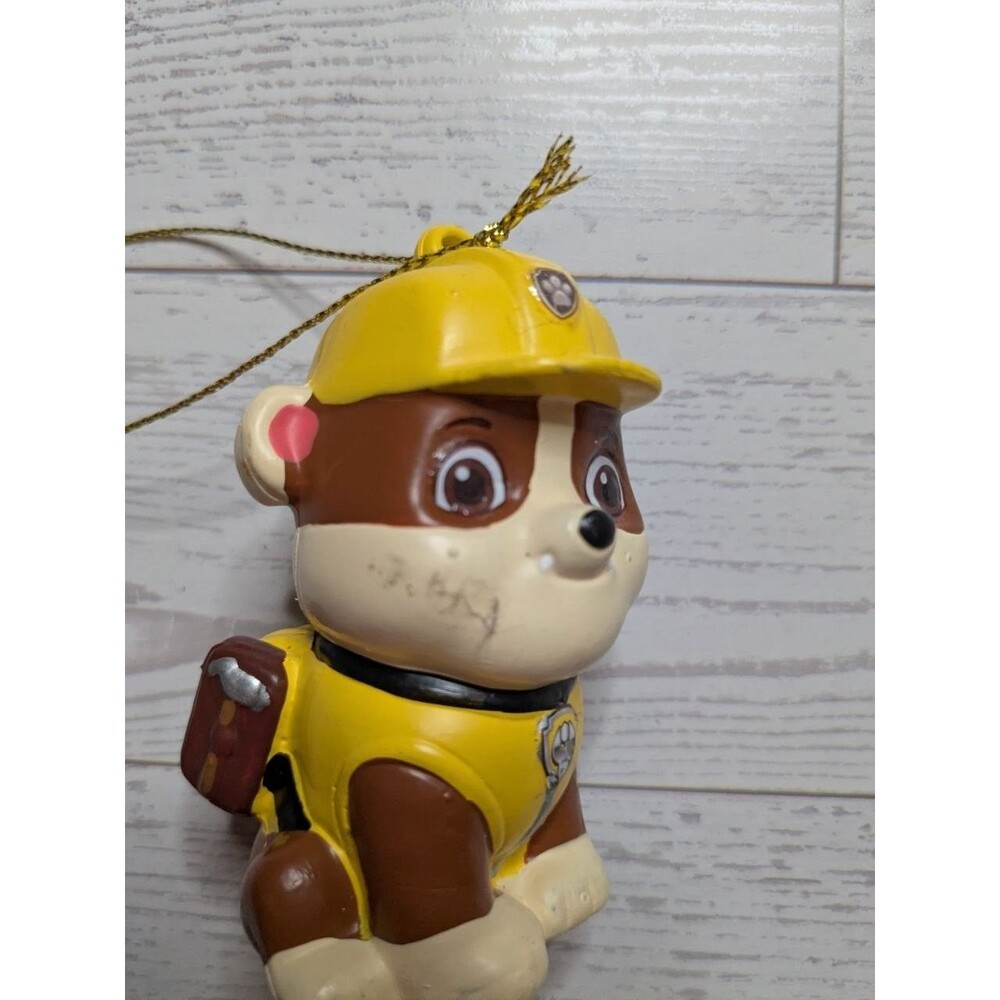 Paw Patrol Rubble Kids Small Christmas Ornament Yellow Construction Dog